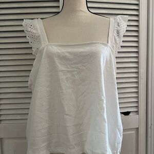 White Eyelet Strap Women's Top